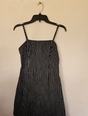 Kendall & Kylie Black Dress with White Pinstripes